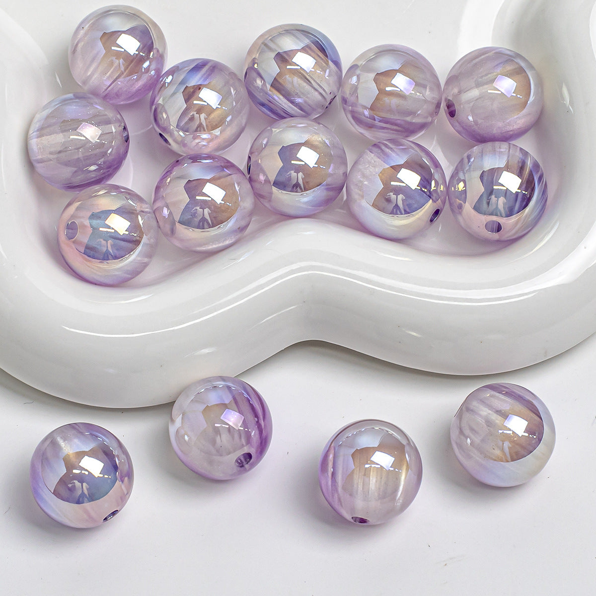 16mm two-color cloud-shaped beads with cold moon electroplating resin loose beads for DIY mobile phone chain, bracelet accessory