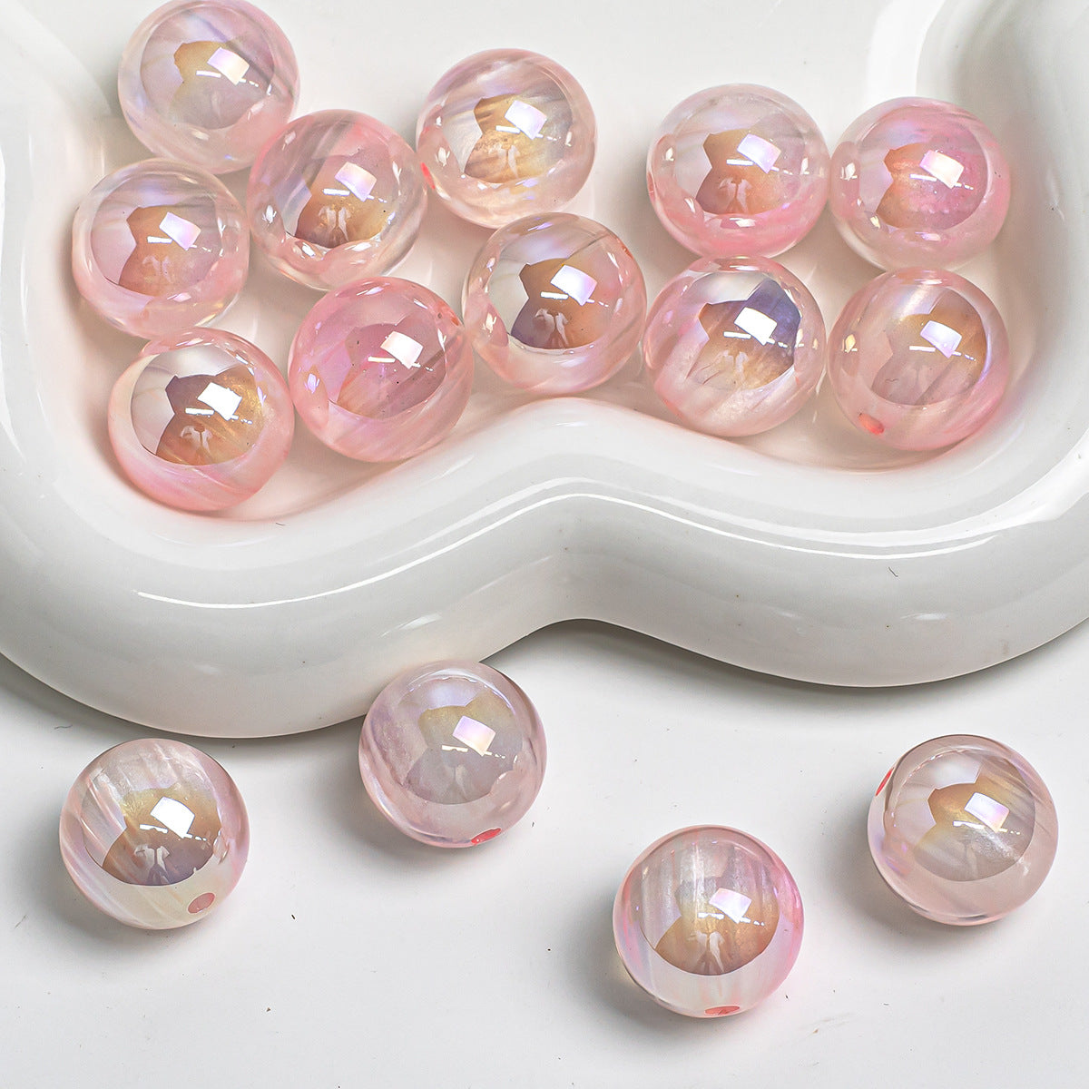 16mm two-color cloud-shaped beads with cold moon electroplating resin loose beads for DIY mobile phone chain, bracelet accessory