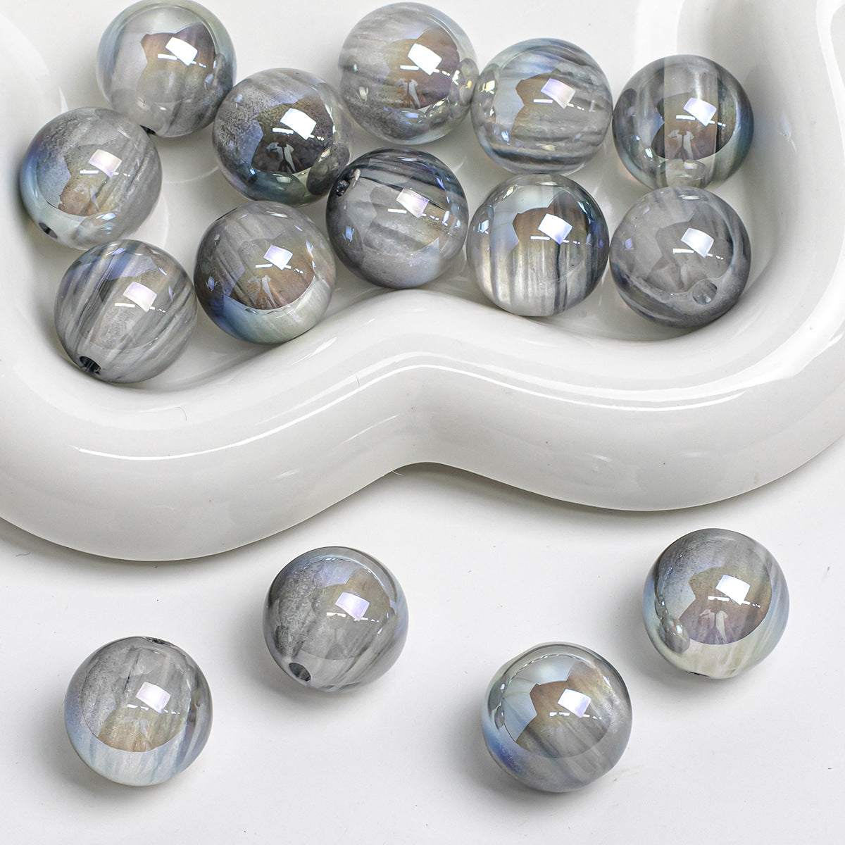 16mm two-color cloud-shaped beads with cold moon electroplating resin loose beads for DIY mobile phone chain, bracelet accessory