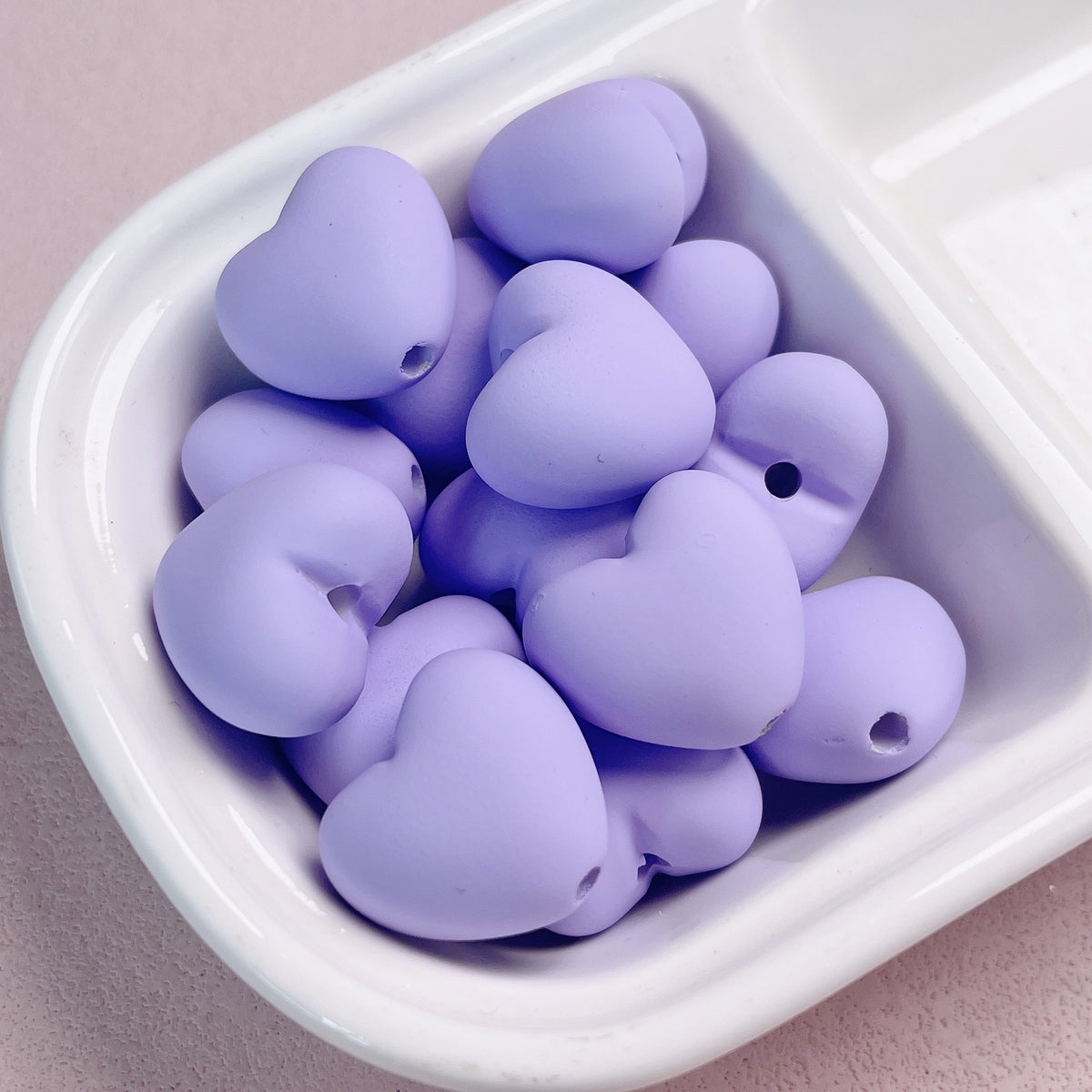 Acrylic macaron with hand-painted heart-shaped beads